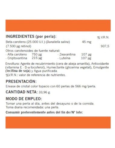 NATURAL BETA CAROTENE 25.000 U.I 60...