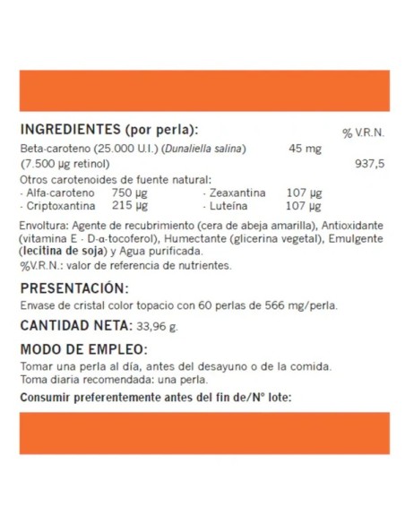 NATURAL BETA CAROTENE 25.000 U.I 60 CAPS NATUREMOS