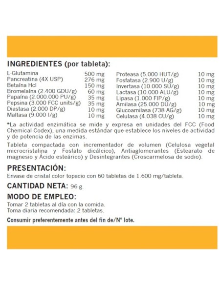 MULTIENZIMAS DIGESTIVAS 60 TABLETAS NATUREMOST